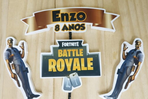 Fortnite Topo de Bolo Personalizado Pronta Entrega