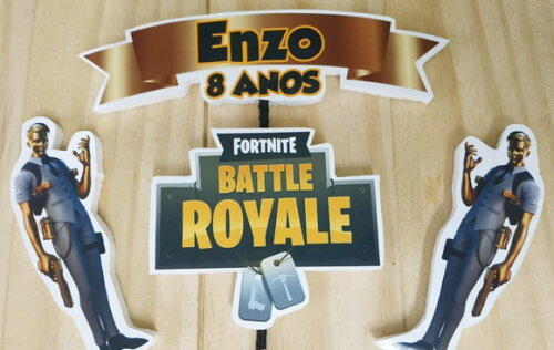 Fortnite Topo de Bolo Personalizado Pronta Entrega
