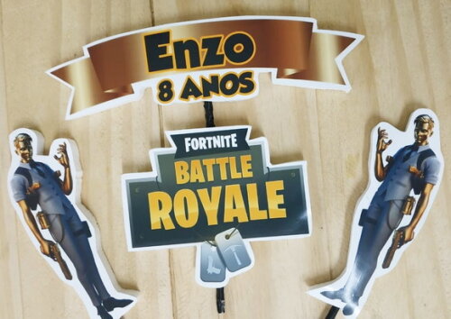 Fortnite Topo de Bolo Personalizado Pronta Entrega