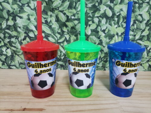 Futebol Copo Canudo Personalizado Pronta Entrega