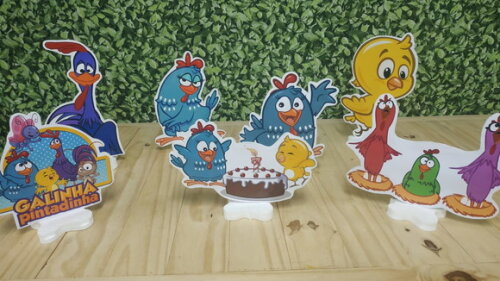 Galinha Pintadinha Kit de Mesa Displays 7 Peças P Entrega