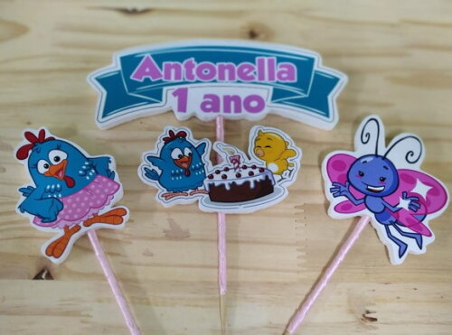 Galinha Pintadinha Rosa Topo de Bolo Personalizado