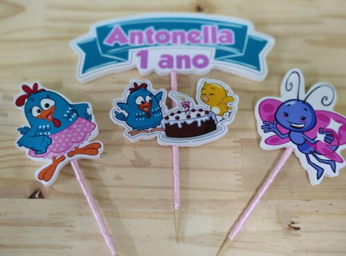 Galinha Pintadinha Rosa Topo de Bolo Personalizado