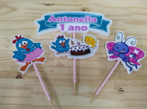 Galinha Pintadinha Rosa Topo de Bolo Personalizado