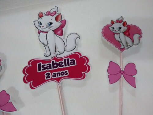 Gata Marie Topo de Bolo Personalizado