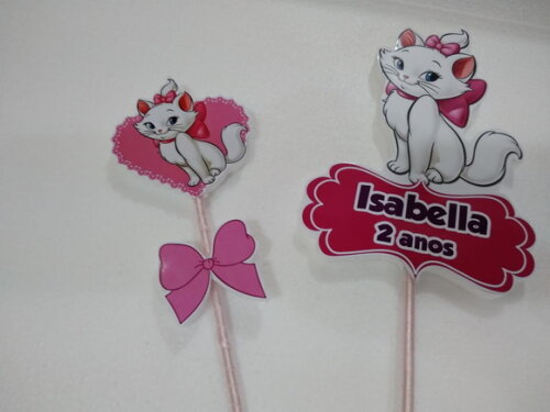 Gata Marie Topo de Bolo Personalizado