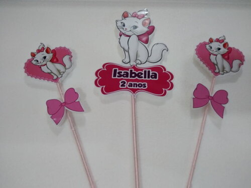 Gata Marie Topo de Bolo Personalizado
