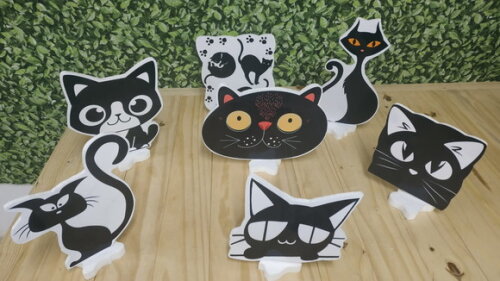 Gato Preto Kit de Mesa Tipo Displays 7 Peças Pronta Entrega