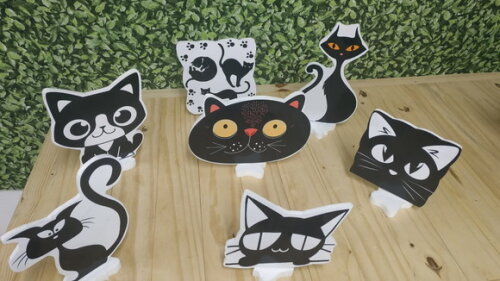 Gato Preto Kit de Mesa Tipo Displays 7 Peças Pronta Entrega