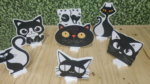 Gato Preto Kit de Mesa Tipo Displays 7 Peças Pronta Entrega
