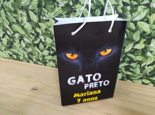 Gato Preto Sacola Personalizada Pronta Entrega