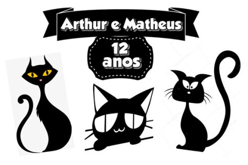 Gato Preto Topo de Bolo Personalizado Pronta Entrega