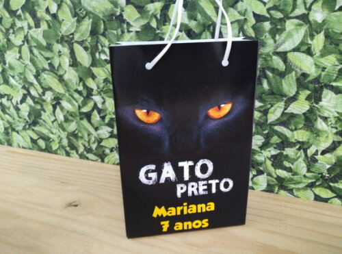 Gato Preto Sacola Personalizada Pronta Entrega
