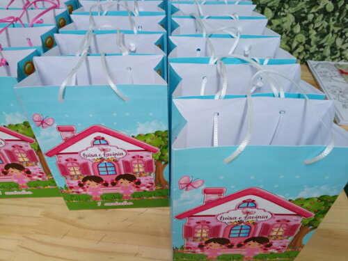 Gemeas Sacolas Personalizada Tam 24x17x8 cm Pronta Entrega