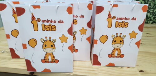 Girafinha Sacola Personalizada Tam Médio 24x17x8 cm