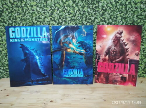 Godzilla Painel de Parede 3 Peças 58x40 cm Cada P Entrega