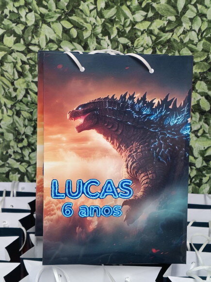 Godzilla Sacola Grande Personalizada 28x20x8 cm