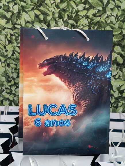 Godzilla Sacola Grande Personalizada 28x20x8 cm
