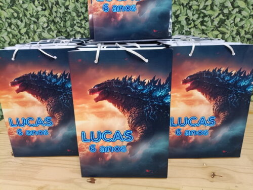 Godzilla Sacola Grande Personalizada 28x20x8 cm