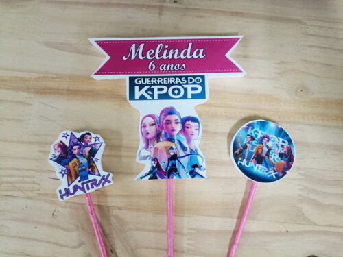 Guerreiras do K Pop Topo de Bolo Personalizado Pronta Entreg
