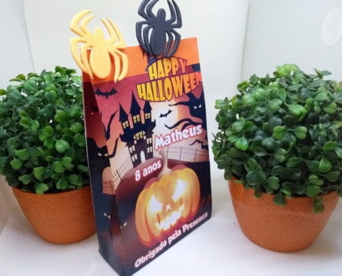 Halloween Sacola Personalizada com Aranhas Pronta Entrega