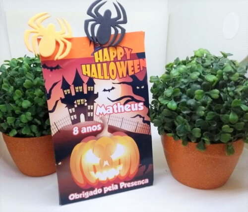 Halloween Sacola Personalizada com Aranhas Pronta Entrega