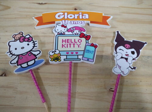Hello Kitty e Amigos Topo de Bolo Personalizado P Entrega
