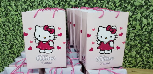 Hello Kitty Sacola Média Tam 24x17x8 cm Personalizada
