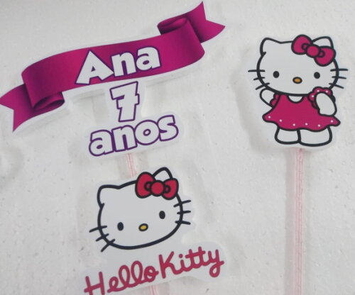 Hello Kitty Topo de Bolo Personalizado