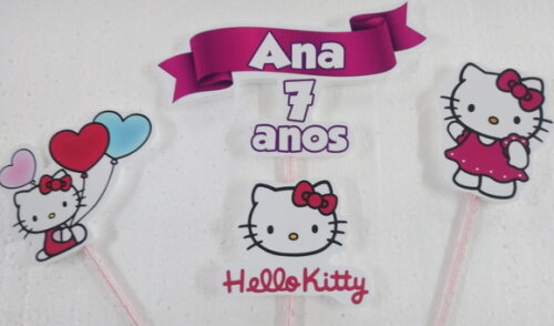 Hello Kitty Topo de Bolo Personalizado