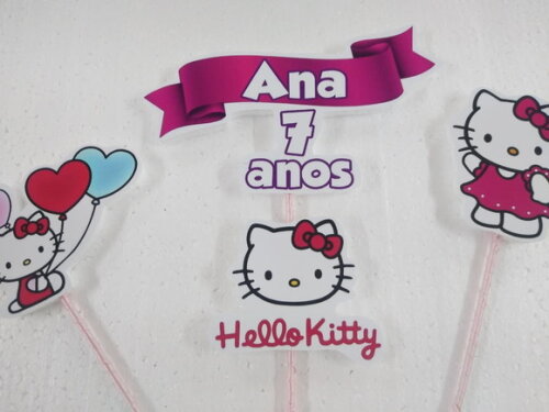 Hello Kitty Topo de Bolo Personalizado