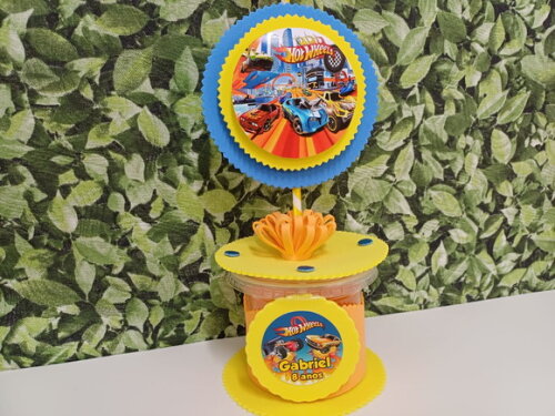 Hot Wheels Centro de Mesa Personalizado Lembrancinha
