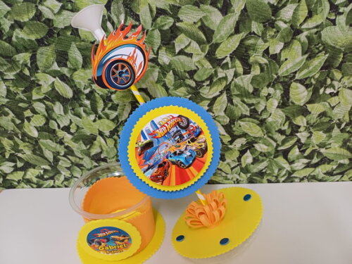 Hot Wheels Centro de Mesa Personalizado Lembrancinha