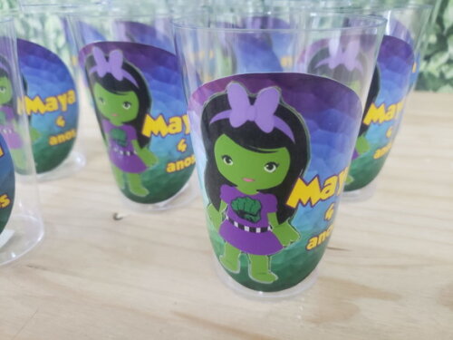 Hulk Menina Copos 300 ml Personalizados Pronta Entrega