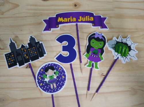 Hulk Menina Topo de Bolo Personalizado Pronta Entrega