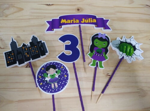 Hulk Menina Topo de Bolo Personalizado Pronta Entrega