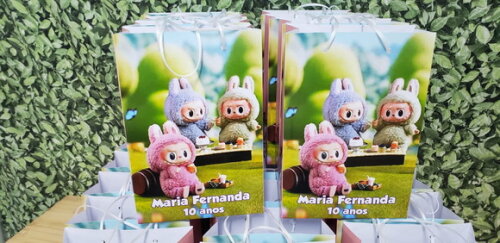 Labubu Sacola Personalizada Pronta Entregsa Tam Médio