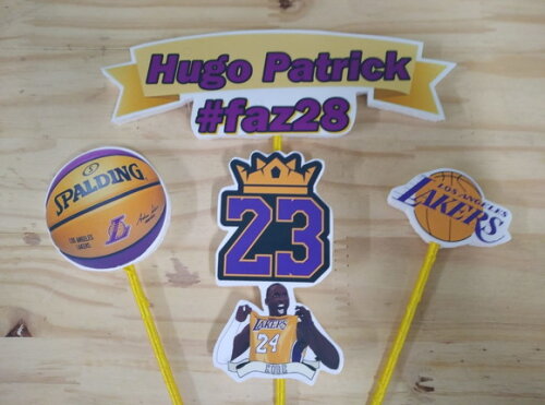 Lakers Topo de Bolo Personalizado Pronta Entrega