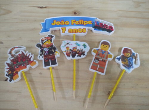 Lego Aventura Topo de Bolo Personalizado Pronta Entrega