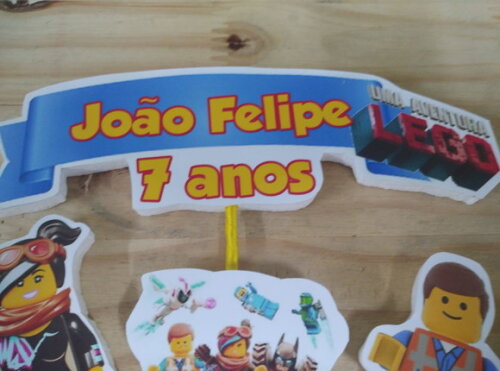 Lego Aventura Topo de Bolo Personalizado Pronta Entrega
