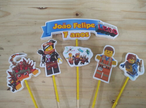 Lego Aventura Topo de Bolo Personalizado Pronta Entrega