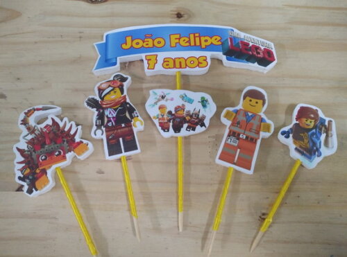Lego Aventura Topo de Bolo Personalizado Pronta Entrega