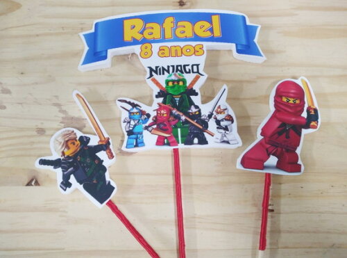 Lego Ninjago Topo de Bolo Personalizado Pronta Entrega