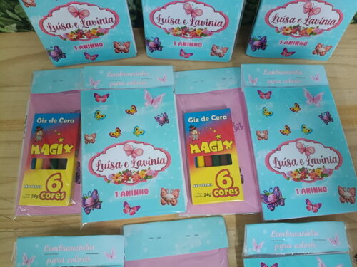 Lembrancinha Gemeas Caderninho Colorir Personalizados