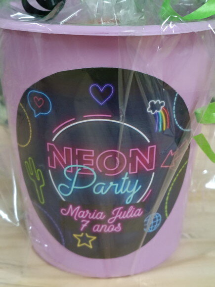 Lembrancinha Neon Baldinho Personalizado Pronta Entrega