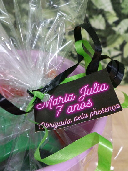 Lembrancinha Neon Baldinho Personalizado Pronta Entrega
