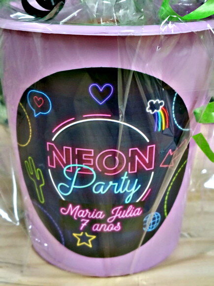 Lembrancinha Neon Baldinho Personalizado Pronta Entrega