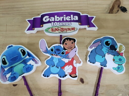 Lilo e Stitch Topo de Bolo Personalizado Pronta Entrega
