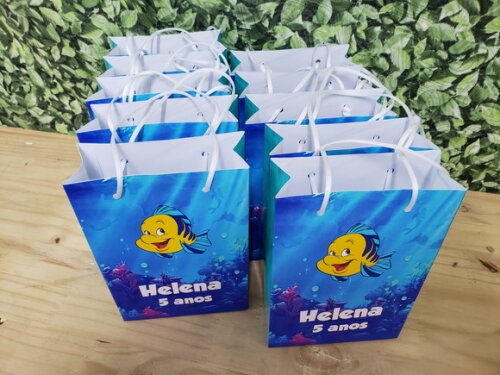 Linguado Pequena Sereia Sacola Personalizada Pronta Entrega