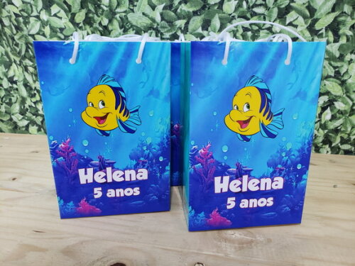 Linguado Pequena Sereia Sacola Personalizada Pronta Entrega